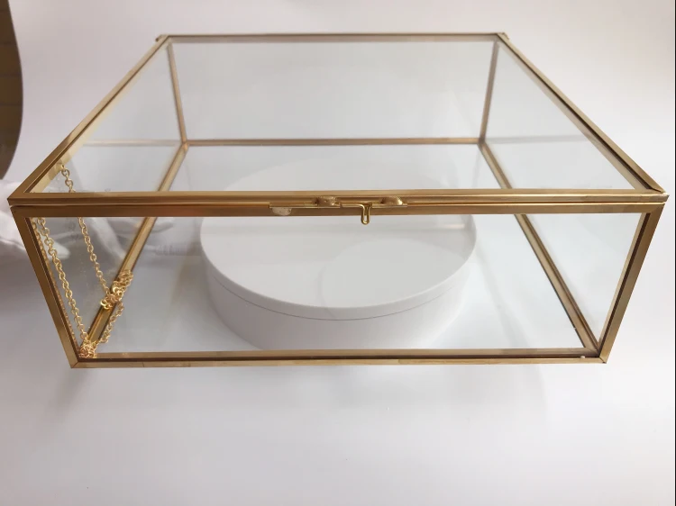 Small Glass Display Box Wedding Decoration Glass Brass Jewelry Favor