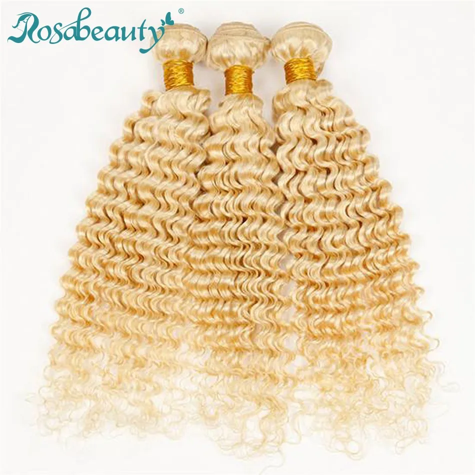 

Rosabeauty 613 Color Blonde Bundles Deep Wave Unprocessed Hair Brazilian Human Hair Weave Remy Weft 28 30 Inch Free Shipping