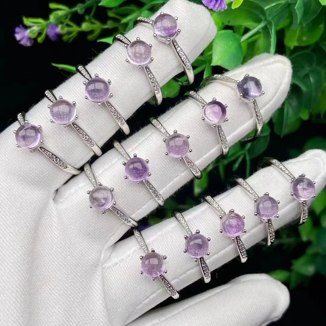 

Factory Wholesale Natural Stone amethyst Ring for Women Crystal Quartz Gemstone Adjustable opening ring Jewelry