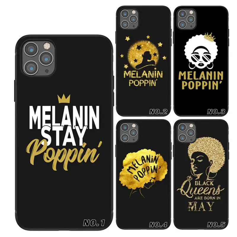 

Fashion Melanin poppin TPU printing mobile phone bags for iPhone 6 7 8 X XR Xs Max11 11Pro 11Pro Max Case, Black