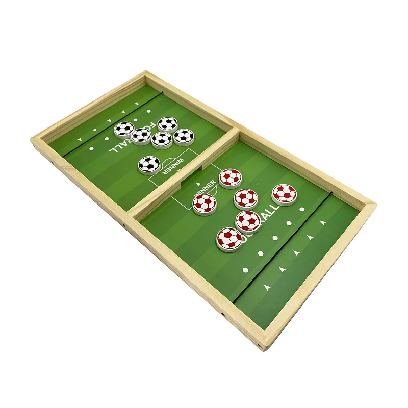 

Large FastSling Puck game and ludo family game Paced Table Desktop Battle winner 2 in 1 for adults and kids, Natural