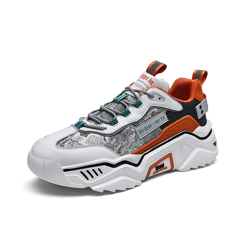 

Chunky Sneakers Shoes Korean Fashion New male Black White Platform Thick Sole Running Casual Shoe