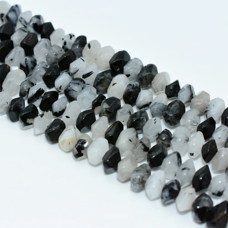 

Trade Insurance  High Quality Natural Irregular Black Hair Quartz Loose Beads