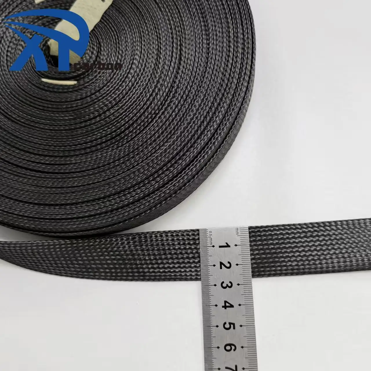 Activated Carbon Fiber 25mm Wire protection Carbon Fiber  Sleeve Braided Ovan Mesh Cable Sleeve 30mm