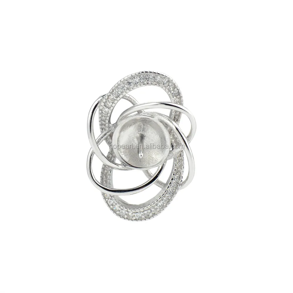 

SSP204 Swirling Pendant Base 925 Sterling Silver Pearl Mounting