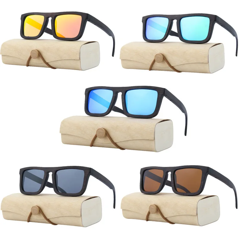 

Wholesale retro men women square full frame polarized sunglasses wood