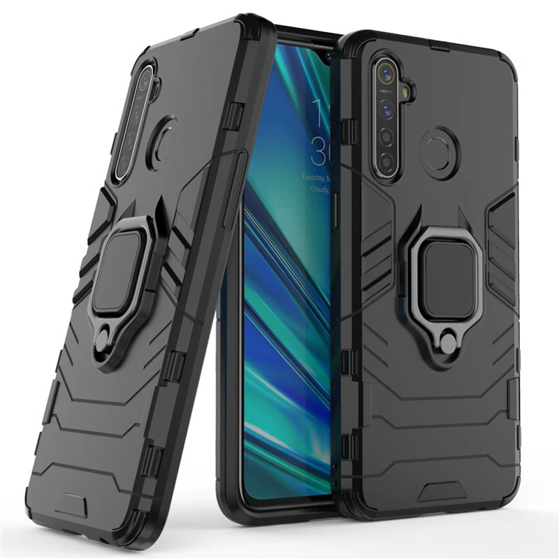 

Realme C3 Case, Hard Plastic Car Holder with Ring Armor Phone Case For Oppo Realme C3 Back Cover, As picture shows