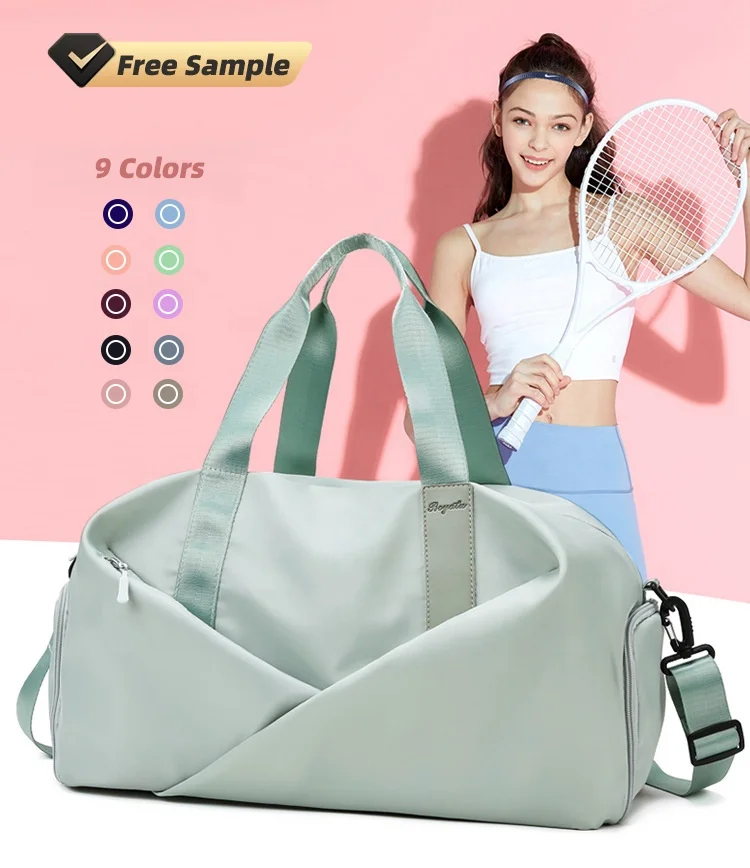 

9 Colors 2 Size Gym Dry Wet Waterproof Duffel Women Durable Polyester Duffle Sports Travel Tote Bag with Shoes Compartment
