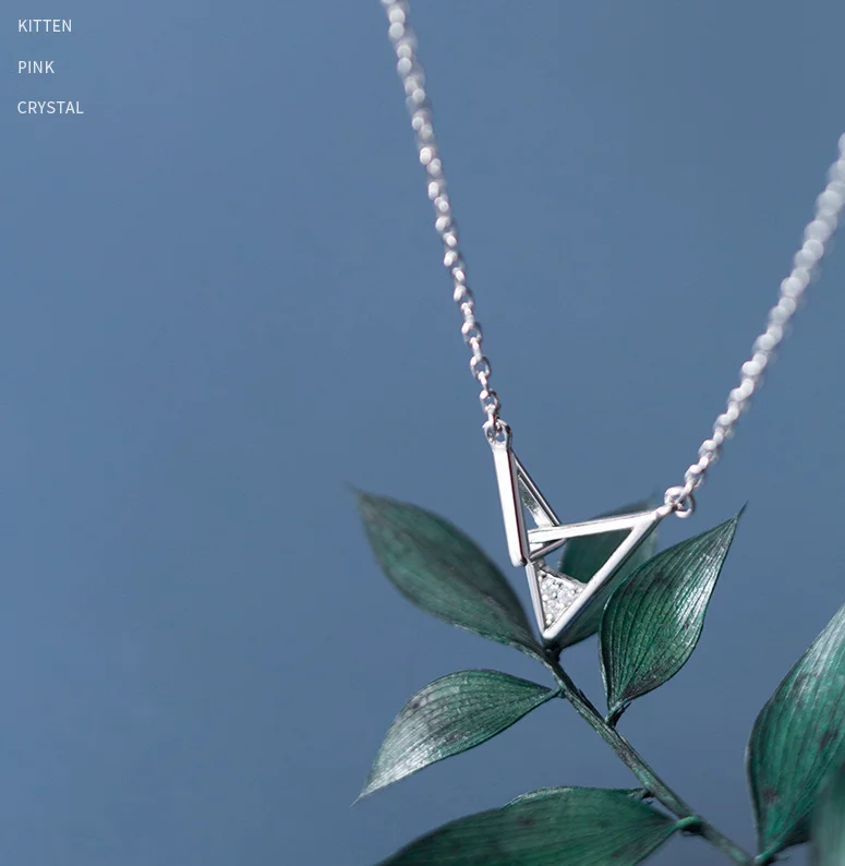 

925 sliver fashion and temperament geometric triangle pendant necklace women, Multi colors