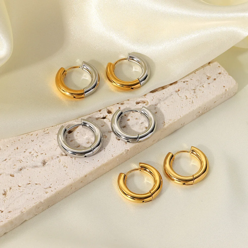 

Minimalist Non Tarnish 18k Pvd Gold Stainless Steel Huggie Hoop Earrings Women Circle Earrings Jewelry For Gift