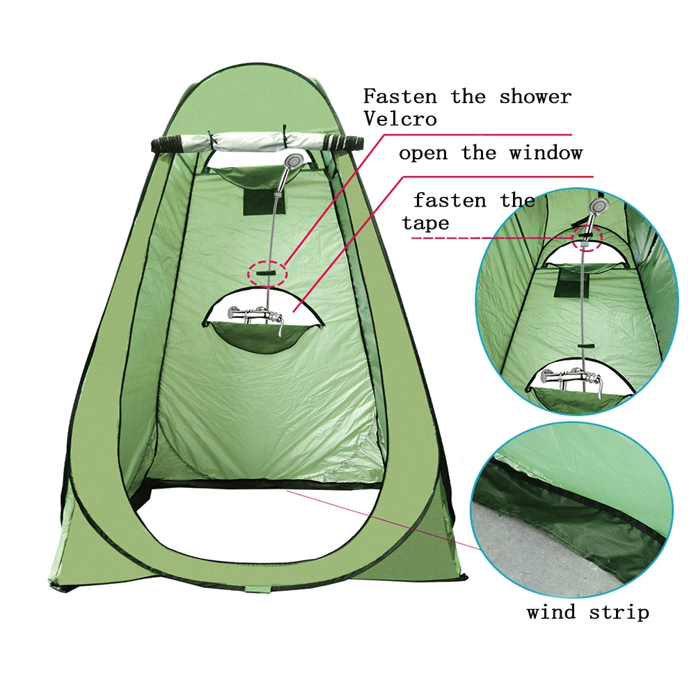 

wholesale OEM outdoor picnic military Outdoor Single use Portable Camping Thick silver-coated polyester Shower Tent With Toilet