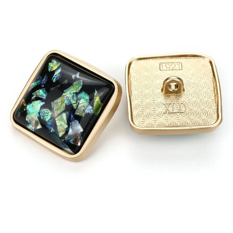 

COOMAMUU Rhinestones Decorative Square Buttons Sewing on Button for Overcoat Resin Alloy Leopard Round Buckle, Color