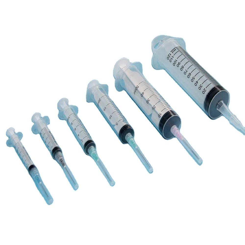 
Factory price 1ml/2ml/3ml/5ml/10ml/20ml/50ml/60ml/100ml Luer Lock Slip Medical Disposable Syringe with free needle 