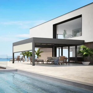Image of Outdoor heavy duty motorized waterproof roller blinds, zip track blackout roller blinds