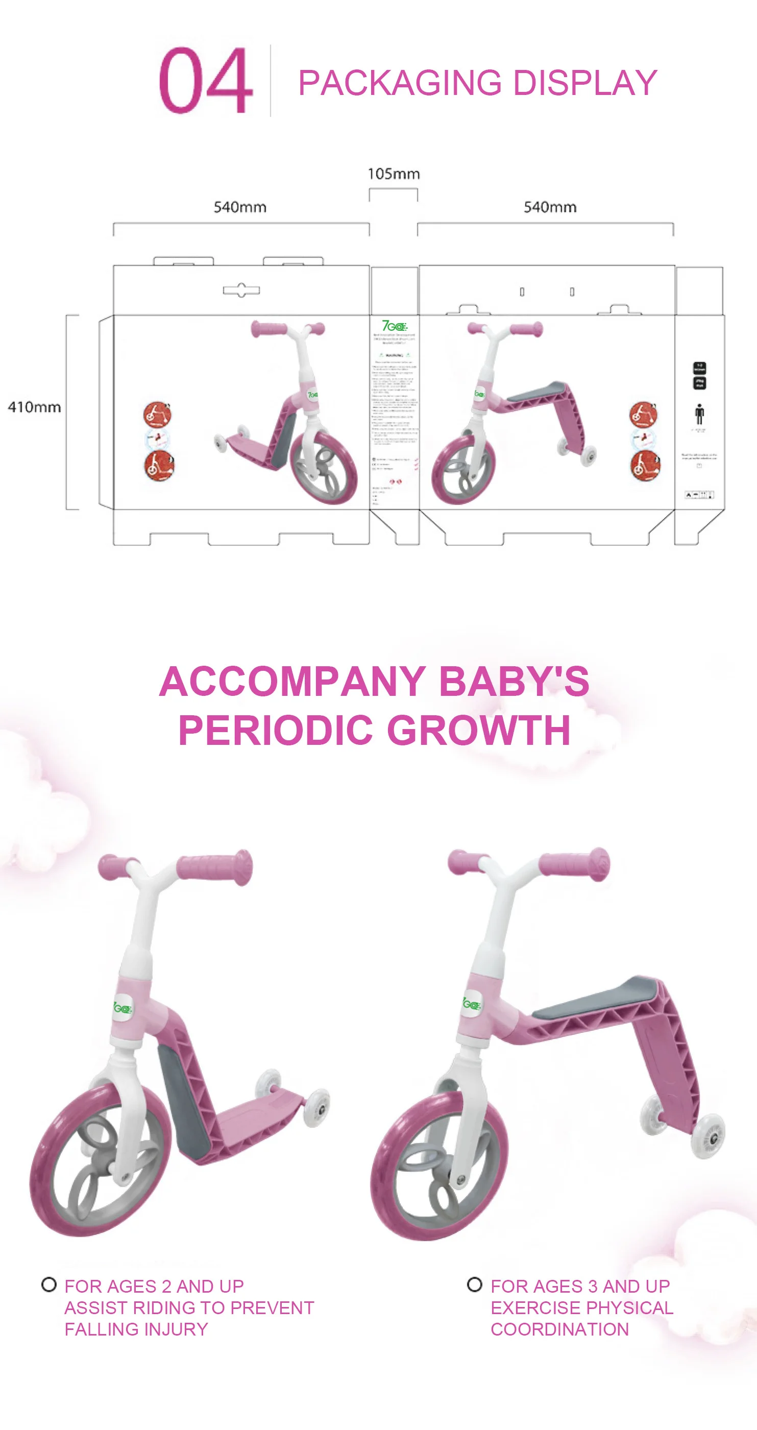 
12 inch2 in 1 kids sliding scooter Baby Kids Balance Bike kick scooter 