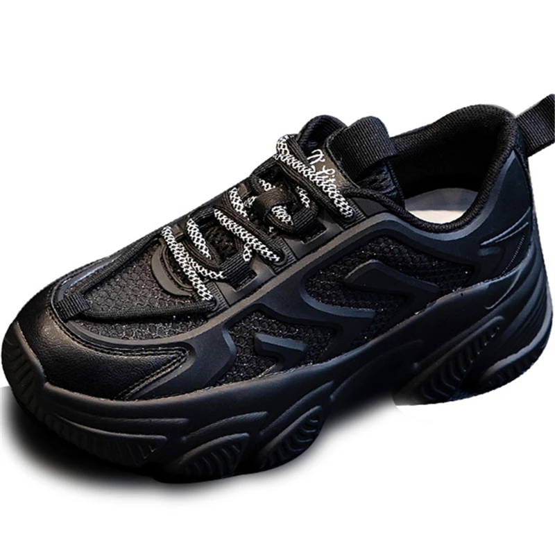 

2021 Women's Shoes Genuine Leather Increasing Black Casual Sports Shoes 2021 New Autumn And Winter Sneakers