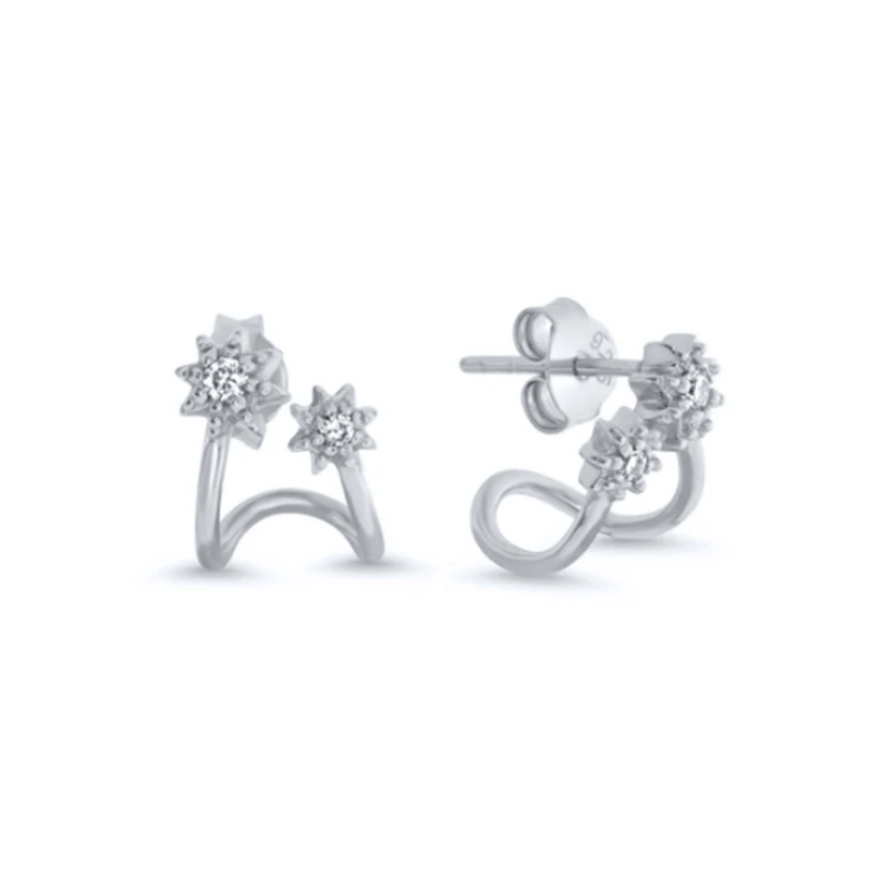 

S925 sterling silver INS golden twin earrings ear buckle all-match earrings 2021
