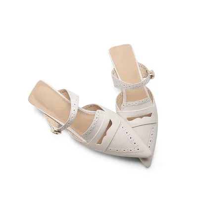 

Wholesale 2021 New Style Women's High Heel Slippers Solid Color Point Toe Slip-on Thin Heel Shoes for Ladies