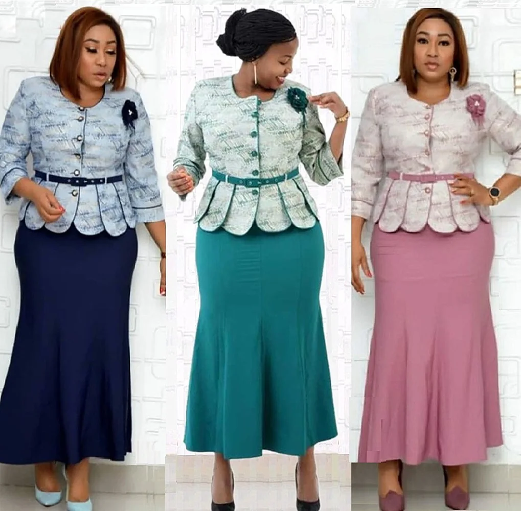 

Wholesale african women's dress oversize mother's coat two-piece casual suit floral print plus size dress for women h d african