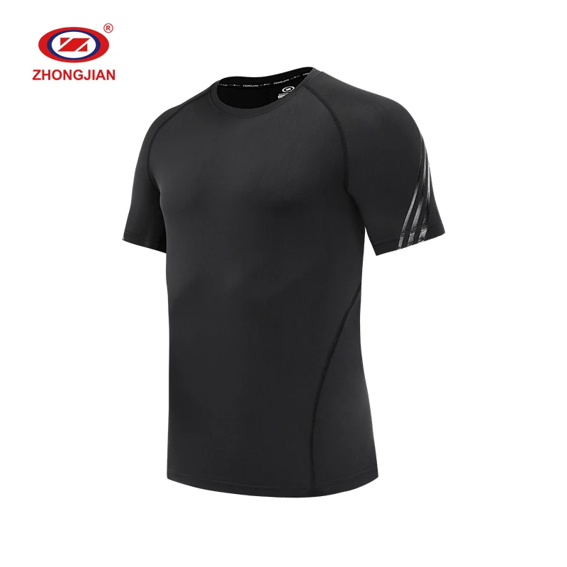 

Wholesale Summer Custom Design Men Sports Short Sleeve Tshirt Gym Fitness Muscle Compressed T-shirt