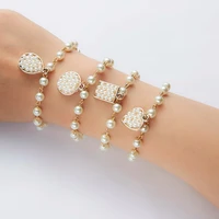 

2019 Hot Selling Bridesmaid Pearl Beads 18k Gold Chain Girl Butterfly Cross Star Link Charm Bracelet Jewelry For Weeding