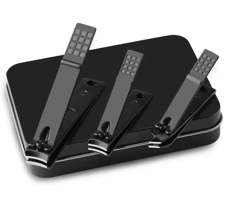 

2020 new black coated stainless steel 3 pieces nail clipper manicure pedicure set for thick toe nail