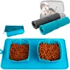 Travel Dog Bowl Portable Double Roll Up Pet Bowls With Carry Case Collapsible Silicone Bowl For Cat Dog Perfect For Home
