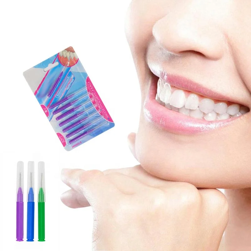 

Portable orthodontic care dental brush orth dental bristle long handle interdental brushes, Pink blue green orange yellow