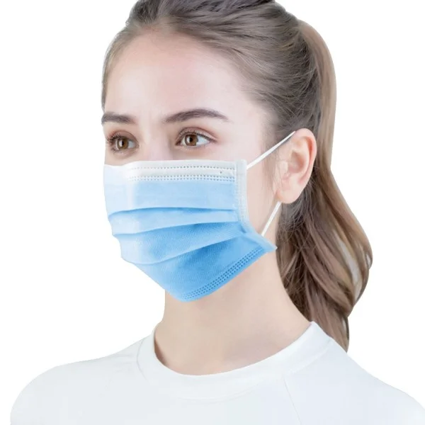 

In Stock Wholesale Disposable Non-Woven Air Pollution 3 Ply Blue Face Mask With Ear Loop GB/T32610-2016