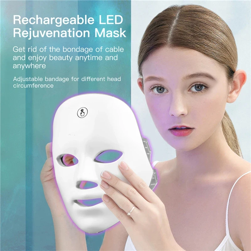 

2021 Upgraded Topuch Version 7 Color LED Facial Masks LED Photon Light Therapy Face Mask, White,glod,pink