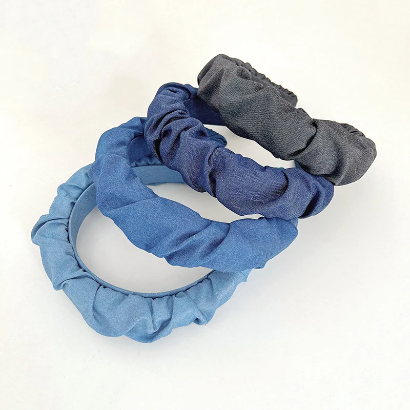 

Korean denim style hair hoop sponge fabric women headbands sweet wide fabric hair accessories high skull top headwear