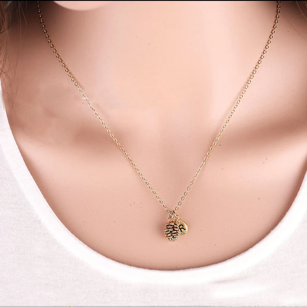 

New simple alloy pine nut pine cone pendant necklace sweater chain wholesale, Picture