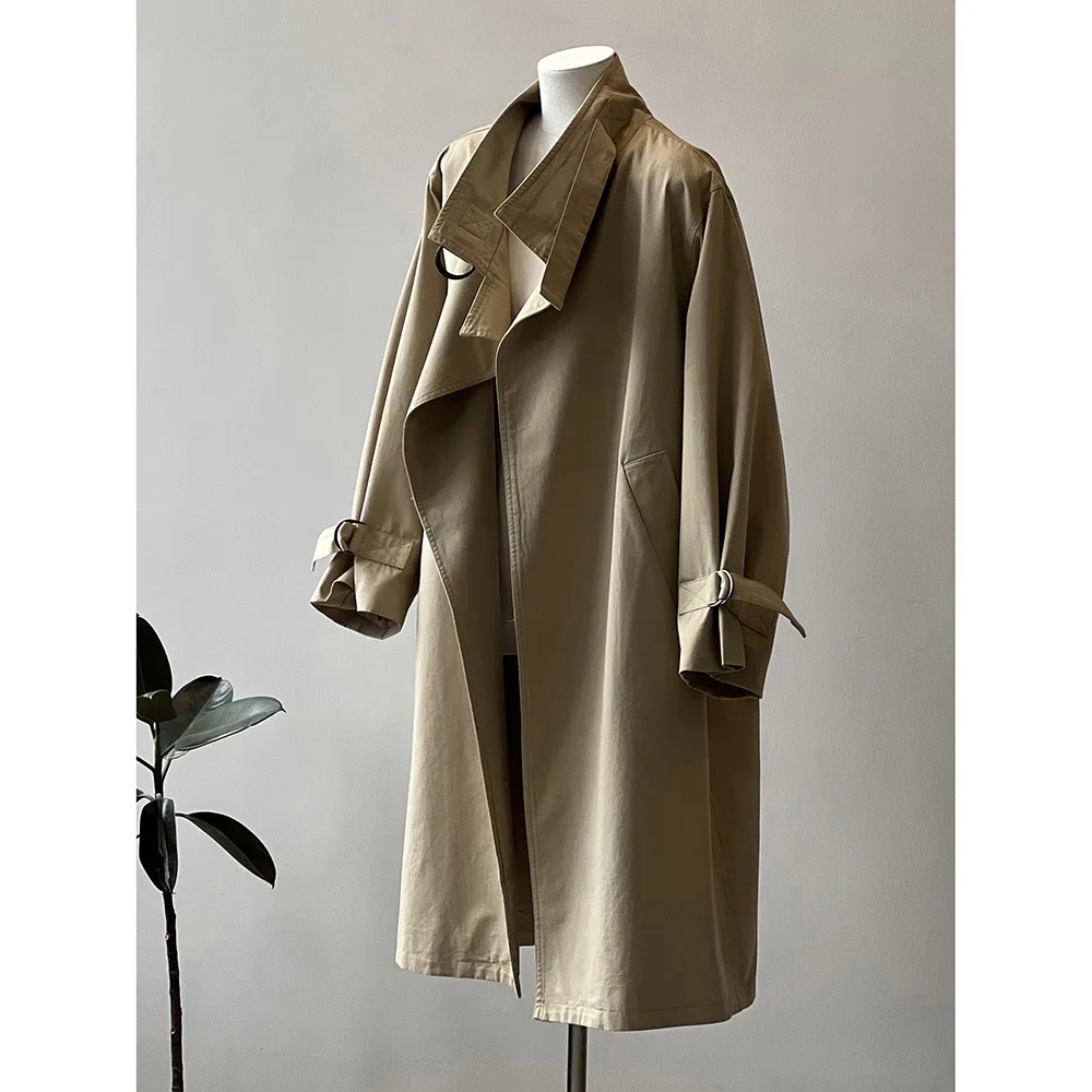 Boutique Wholesale 2026 Autumn New Fashionable V-neck Design Sense Loose Long Casual Women's Trench Coats
