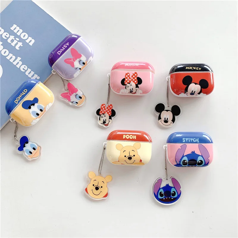 

Airpod Case Cute Cartoon Mickey Minnie Pooh Bear Custom Glossy IMD Silicone Cover for Apple Airpods 1 2 Pro Wireless Earphone