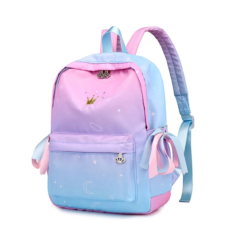 

Gradient Clouds Large Capacity Color Female Student Crown Schoolbag Ladies Backpack Waterproof Nylon Backpack School Bag for Gir, A/b/c