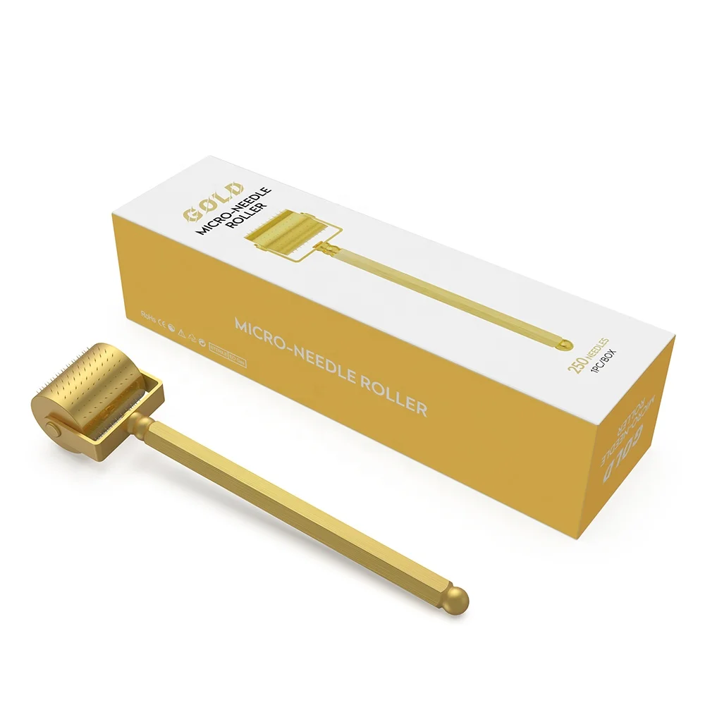 

2021 EKAI best sale Luxury golden DRS250 disk needle therapy derma roller 250 pins medical titanium CE approval