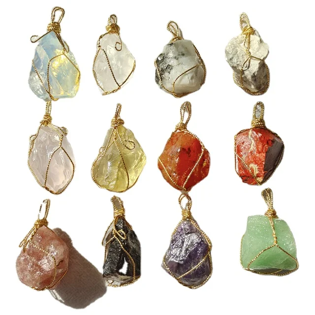 

Hot Natural quartz crystal stone jewelry supplier stones HEAL semi-precious stone crafts custom raw gemstone pendant for gift