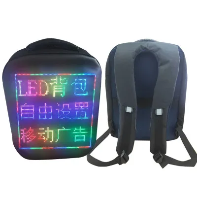 

Wholesale mobile dynamic pixel light backpack with logo by app control waterproof for biking hiking outside LED backpack, Black