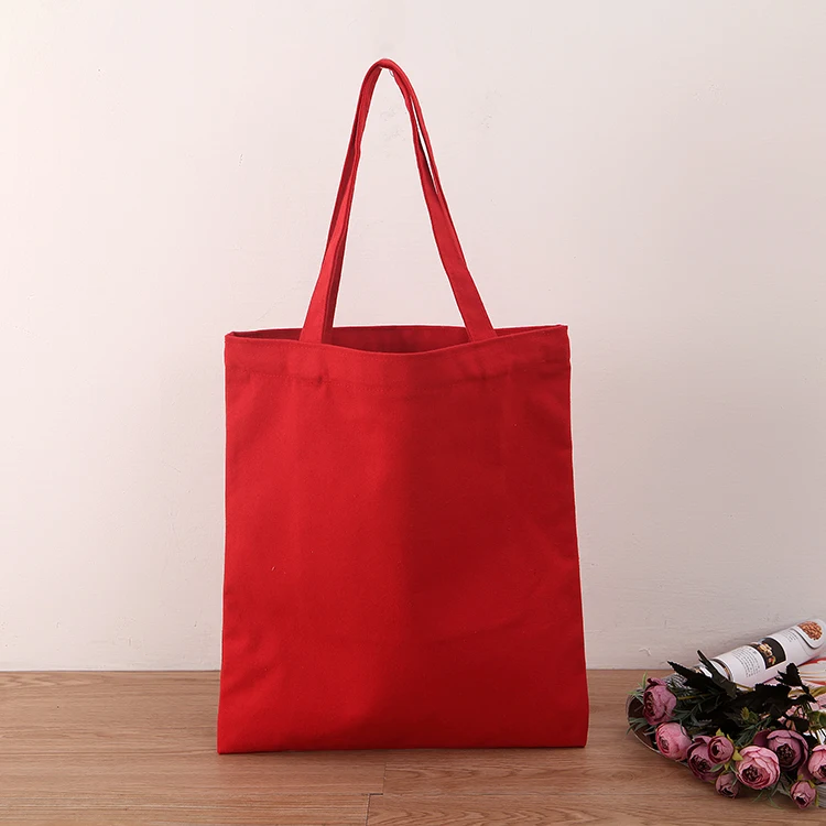 

Wholesale In Stock Fashion Recycle Custom Printed Blank Shopping Organic Cotton Canvas Tote Bag With Logo, Red
