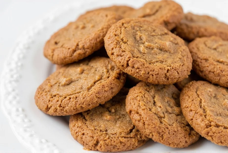 Close-up of freshly baked vegan ginger cookies on a cooling rack with visible cracks and golden brown color