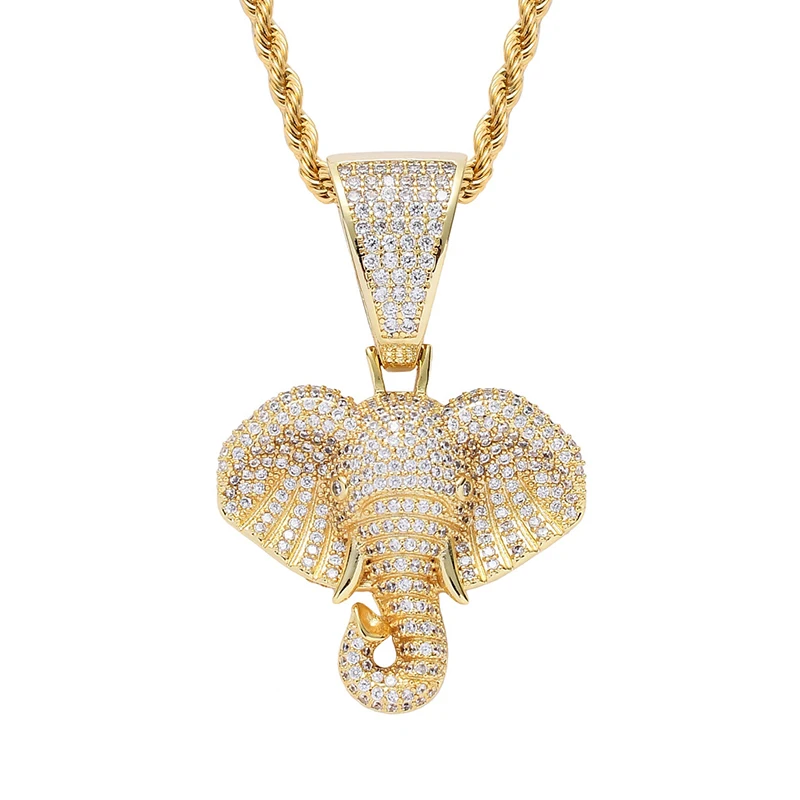 

Blues RTS Fashion Design gold Plated copper cubic zircon elephant necklace