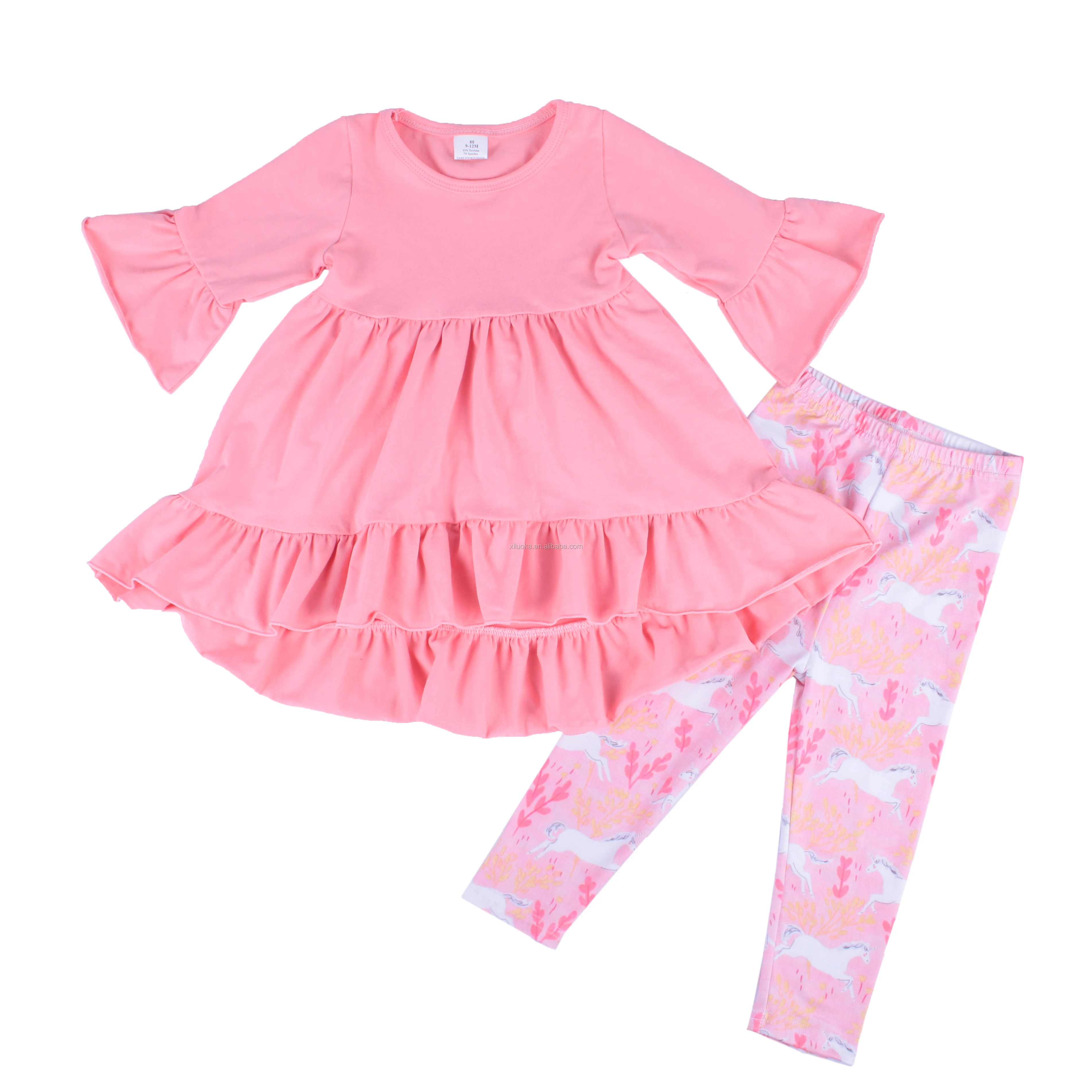 

Latest Ruffle Design Kids Unicorn Leggings Outfits Spring Girl Clothing Set