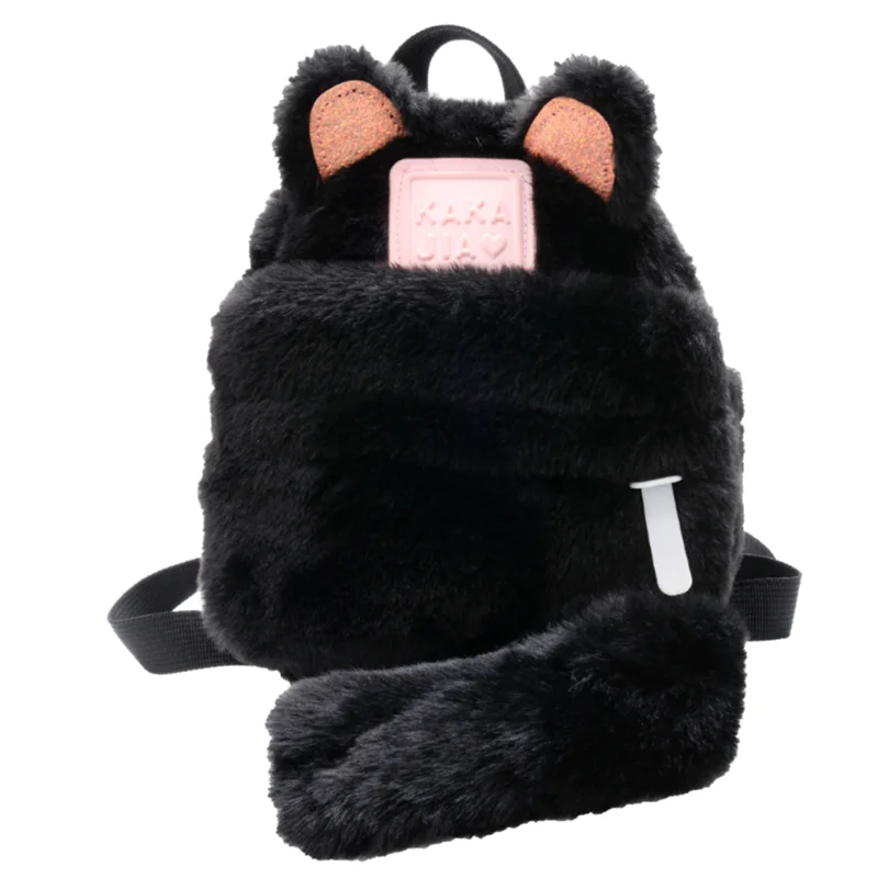 

Hot Sale Fashion Cute Winter Style Children Fuzzy Material Daily Life School Bag High Quality Backpack For Kids