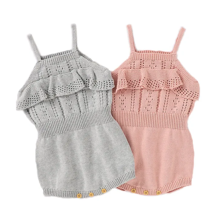 

Baby Girl Rompers Toddler Cute Strap Knitted Jumpsuit Sleeveless Sunsuit, Picture