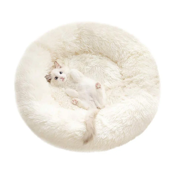 

luxury donut round plush dog pet cat bed Factory wholesale low price pet bed, Customized color