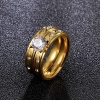 

Wholesale gold jewelry sets women Custom wedding Couple Engagement stainless steel wedding ring