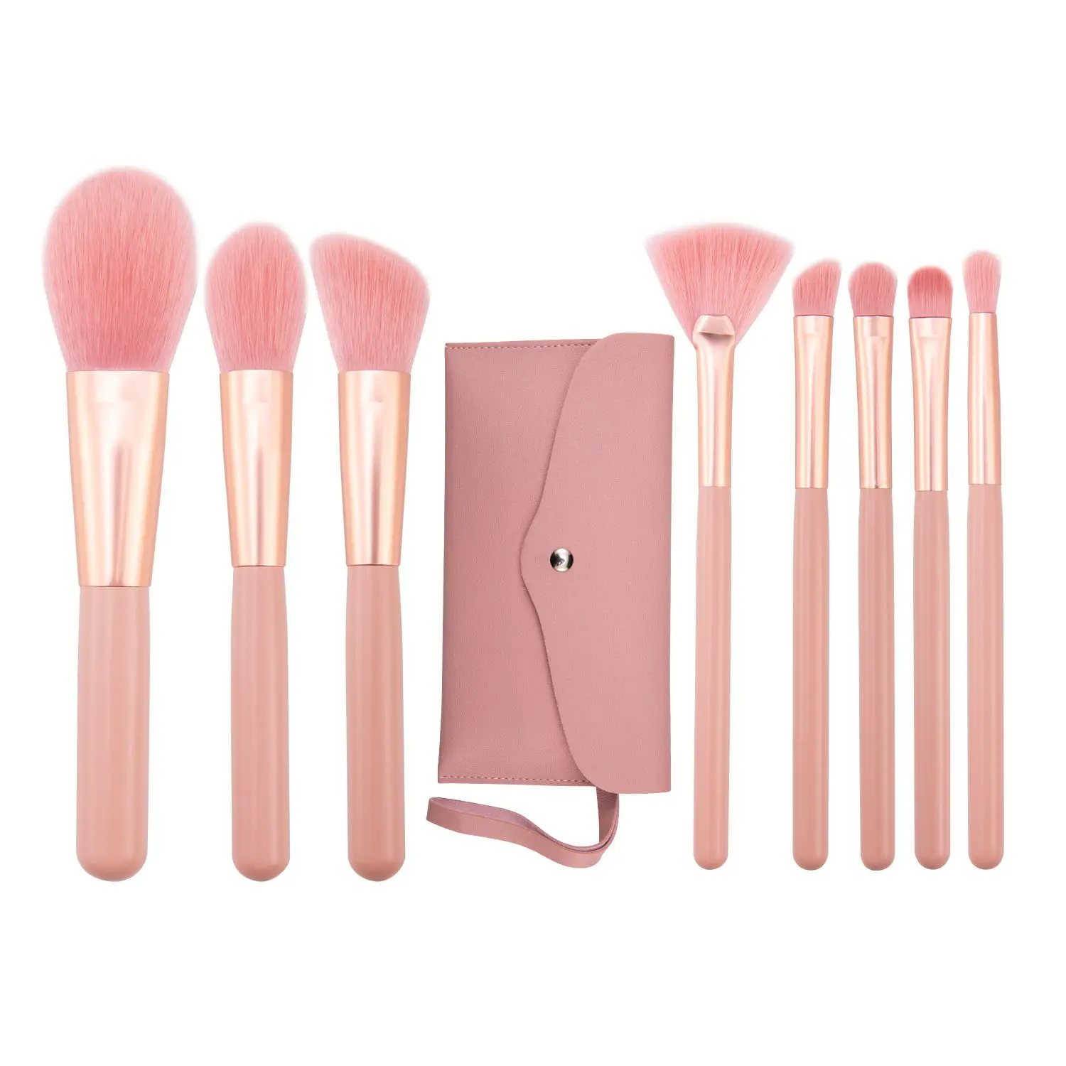 

Custom Logo 8pcs Pink Girl Portable Series High Quality Private Label Makeup Brush Set With Cosmetic Bag Pinceles De Maquillaje