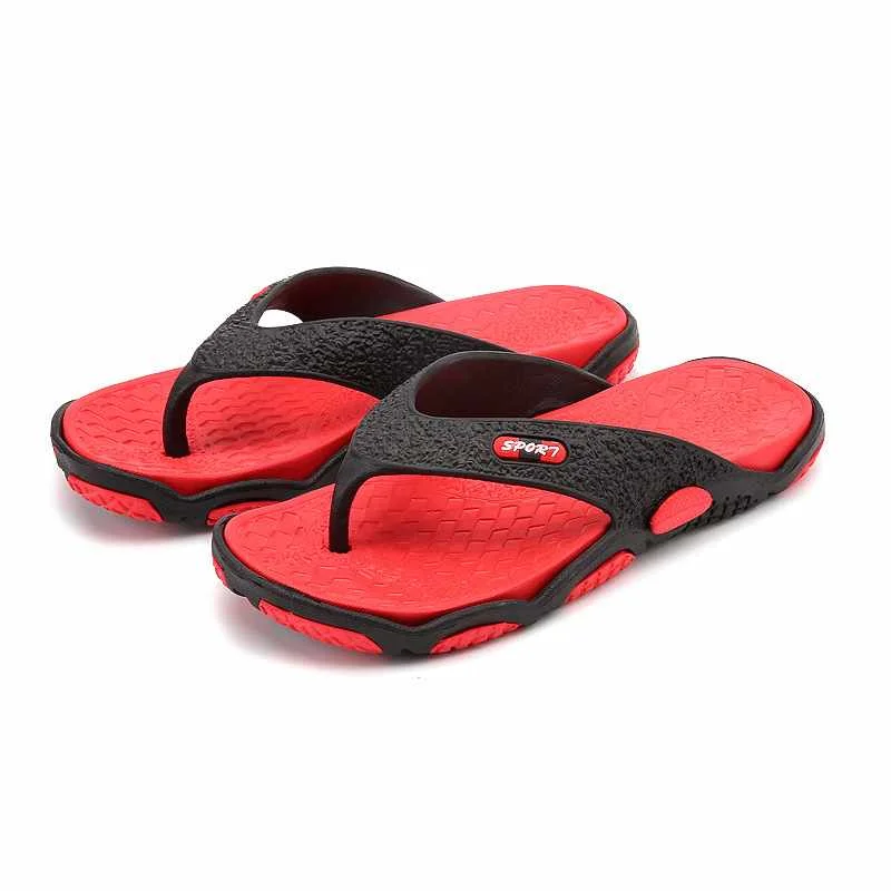 

New Summer Eva Material Non Slip Home Slippers Beach Outdoor Men's Flip Flops, Red,green,orange,grey