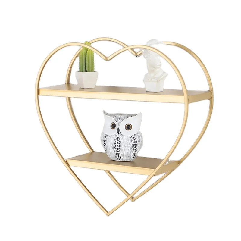 

Heart Shape Gold Metal Iron Folding Book Corner Wall Shelf Home Decor