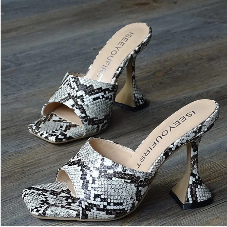 

Square Toe Sandals Kitten Heels Women's Shoes Sanke Skin Prints Ladies Sandals Shoes High Heels Pumps Dress Shoes, Snake skin,black,silver